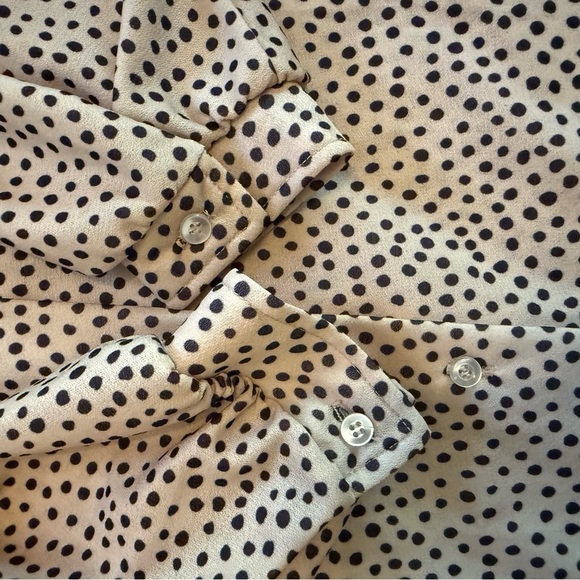 Vintage Fire Islander Womens Black Cream Polka Dot Ruffle Collar Blouse Size 18 - Picture 10 of 10